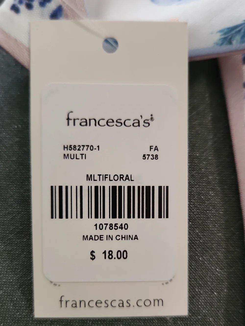 Francesca's Collections Double Sided Floral Scarf, Hair, Bag, Neck...etc NWT